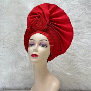 Pañuelo para la Cabeza Aso Oke Nigeriano Dorado para <span class=keywords><strong>Grupo</strong></span>, Alta Calidad, Tradicional, con Piedras y Cuentas, Pañuelo Africano Auto Gele - Product Image 2