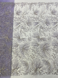 Tela de encaje bordado con cuentas, tejido de guipur africano hecho a mano - Product Image 2