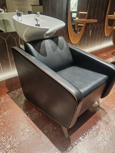 Fauteuil de lavage moderne en cuir PU avec bac en céramique, design contemporain, facile à nettoyer, mobilier de salon, usage commercial - Product Image 2