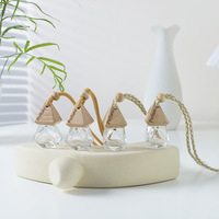 Diffuseur de parfum vide en verre avec logo personnalisé moderne, couvercle en bois, suspendu, pour voiture, désodorisant, 8 ml pour liquide de Cologne