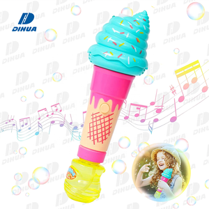 Máquina eléctrica de burbujas con luz, juguete de helado de dibujos animados, varita mágica de burbujas para niños con botella de recarga de burbujas de jabón de 90ml - Product Image 1