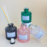 Flacon diffuseur d'air frais en verre rechargeable en gros, élégant motif diamant, couleur personnalisée, haute qualité avec bouchon