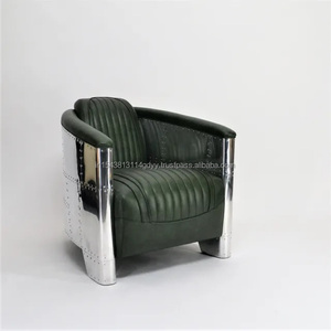Sofá aviador de cuero auténtico negro Vintage de diseño de fábrica, sofá de Loft Industrial de 3 plazas, muebles hechos a mano, producto a granel - Product Image 4