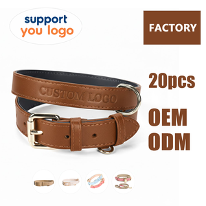 Kalung Anjing Kulit Asli Berkualitas Tinggi dengan Logo Embos Custom, Dapat Disesuaikan, OEM ODM Pasokan Pabrik, Set Kalung dan Tali Anjing Mewah - Product Image 1