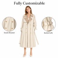 Trench-coat imperméable au-dessus du genou pour femme, coupe-vent décontracté