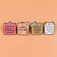 En gros Post It Notes Citation Classique Badges Broches Personnalisées Motivation Positive Épinglettes En Émail Doux