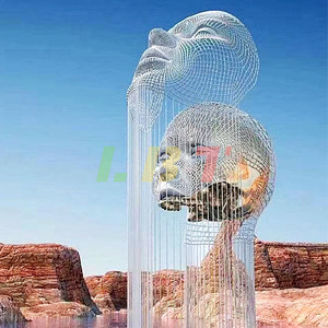 Sculpture abstraite en fil d'acier inoxydable Libit, grande taille, pour l'extérieur, à poser au sol, figurine artisanale, art décoratif pour parcs et places - Product Image 2