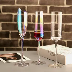 rainbow oblique custom little fairy colorful crystal glass stemware champagne glasses wine glass