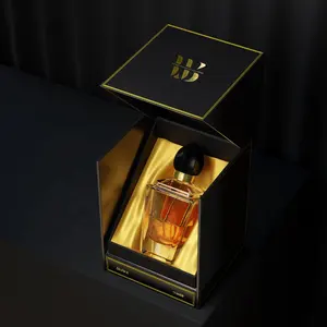 Cajas de embalaje de perfume de oro árabe, de 75ml pequeño frasco de vidrio, terciopelo abierto de dos lados, Impresión de logotipo personalizado de lujo, regalo de boda