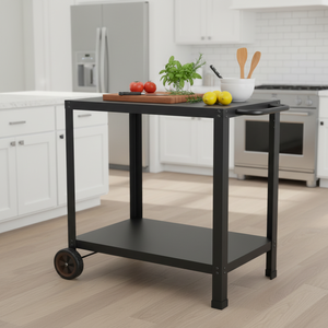 Luxurious Outdoor Double-Shelf metal Kitchen Cart <strong>BBQ</strong> Pizza Oven <strong>Stand</strong> for Outside Use - Product Image 6