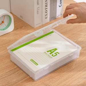 Transparent Plastic Document <b>Storage</b> Box A4 Size Covered Rectangle Office Student <b>File</b> Organizer Stationery Box - Product Image 2