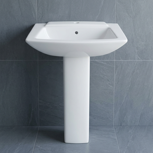 Best Quality Indian Vitreous China Hand Wash Pedestal Basin - Lavabo Sink From Vistaar Brand, Smiley Morning Sanitaire Product - Product Image 3