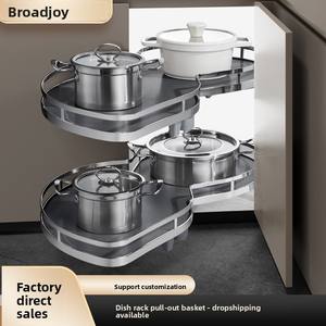 Étagère de rangement <span class=keywords><strong>d</strong></span>'<span class=keywords><strong>angle</strong></span> pour armoire de <span class=keywords><strong>cuisine</strong></span>, tiroir coulissant rotatif double couche pour casseroles et bols, design moderne et simple, pour garde-manger - Product Image 3