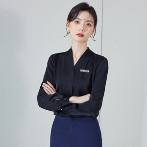 Women's Chiffon Long Sleeve Blouse White Elegant Work Shirt Professional Office Wear Formal Interview Top - Product Image 2