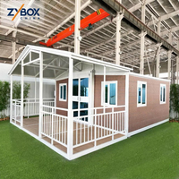ZYBOX Vorgefertigtes Bewegliches Landhaus Tragbare Vorgefertigte Villa 2 Schlafzimmer Bad Erweiterbares Containerhaus mit Dach