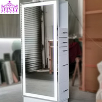 Miroir de salon de coiffure de luxe, miroir de corps entier, miroir rectangulaire avec armoire de rangement