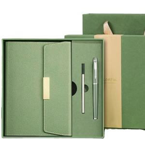2025 Custom Magnetic Leather Cover Notebook Journal Business Gift Box Bag Set with Pen - Product Image 1