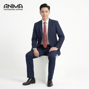 ชุดสูทผู้ชาย ANIMA แบบคลาสสิคฟิตสองชิ้น ผ้าควบคุมอุณหภูมิ สวมใส่สบาย เหมาะสำหรับงานประชุมทางธุรกิจ ผู้จัดจำหน่ายเสื้อผ้า - Product Image 1