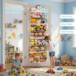 Stuffed Animal Storage 4 Tier Clear <b>Over</b> <b>Door</b> Organizer For Plush Toys Kids Room Storage Solution - Product Image 2