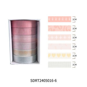 Nastro Washi acrilico impermeabile a 6 rotoli adesivo attivato con acqua - Product Image 5