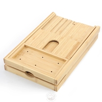 Plateau de bain pliable en bambou à double niveau extensible, porte-verre à vin, support pour tablette, porte-serviette, plateau de bain écologique