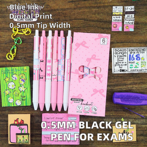 Penna Gel Nera <span class=keywords><strong>in</strong></span> Plastica da 0,5 mm High Beauty per Studenti, Scorrevole e a Pressione Neutra per Esami e Test - Product Image 3