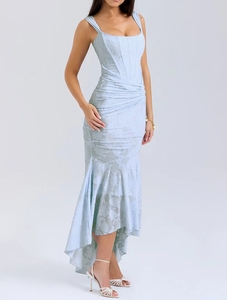 Đầm dự tiệc kiểu đuôi cá chất liệu chiffon thêu hoa, kiểu dáng áo camisole phong cách Âu Mỹ, eo empire. - Product Image 3