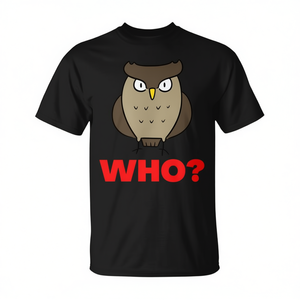 Camiseta Owl Who Hoo negra con estampado de animales divertidos, camiseta unisex para hombres y mujeres - Product Image 2