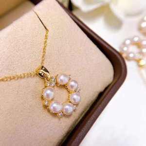 S925 <b>Silver</b> Pendant Fashionable Multi-<b>Pearl</b> <b>Necklace</b> with 5-6mm Beads DIY <b>Pearl</b> Accessories Empty Stand 30251 - Product Image 4