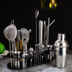 Ensemble de shaker à cocktails pour débutants, ensemble complet de bouilloires en acier inoxydable à manivelle manuelle pour la maison, cocktail professionnel - Product Image 4