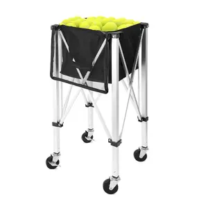 ホイール付きテニスボールバスケットテニスホッパーカートはボールコレクターテニスをピックアップする150個のボールを保持します