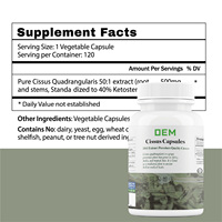 Marque privée 50:1 Cissus Quadrangularis Extrait de feuille 500mg Cissus Quadrangularis Capsules