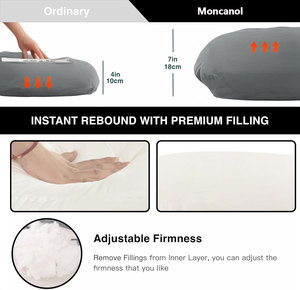 Housse en velours lavable amovible en forme de U 57 pouces oreiller de grossesse confortable anti-ronflement pour les jambes latérales du dormeur dos cou - Product Image 3