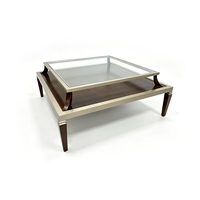 Ensemble de tables basses de luxe modernes en or, cadre haut de gamme, meubles de salon, table à thé centrale avec plateau en verre