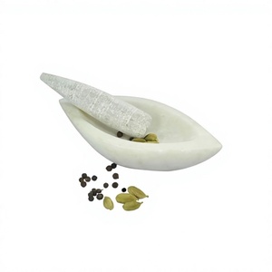 Oval Shape Marble Pestle And Mortar Okhli For Kitchen Accessories Customized Size Imam Dasta Grinding Set In Bulk - Product Image 1