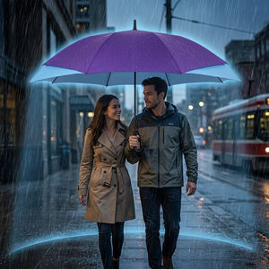 Paraguas rectangular automático con doble capa y ventilación, plegable a 30 pulgadas, con varillas flexibles de 23 pulgadas, para lluvia. - Product Image 2