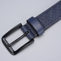 Ceinture en PU pour homme avec boucle à ardillon en alliage de zinc, motif gaufré, style business décontracté, largeur 3,5 cm, longueur 105-125 cm, marque LB, origine Wenzhou