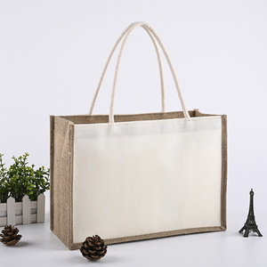 Sac d'épicerie en jute grande capacité fourre-tout en jute <span class=keywords><strong>Bah</strong></span> avec poche en coton - Product Image 3