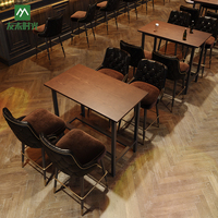 Ensemble de tabourets de bar et de chaises hautes de style rétro américain, écologiques, durables, en métal et en cuir, pour hôtels, cafés, restaurants