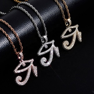 Colgante de <span class=keywords><strong>ojo</strong></span> de Horus de mitología egipcia antigua de alta calidad, collares chapados en oro de latón helado, joyería de <span class=keywords><strong>amuleto</strong></span> para hombres y mujeres - Product Image 1