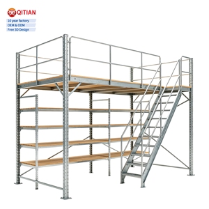 Système d'étagères de mezzanine robuste en acier, revêtu de poudre antirouille, plateforme personnalisée à plusieurs niveaux réglables pour entrepôt - Product Image 1