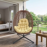 Fauteuil suspendu en rotin écologique personnalisé avec coussin imperméable, design contemporain, mobilier d'extérieur pour parc et école