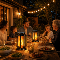 Lanterne solaire à LED, lampe torche portable, étanche IP65, rechargeable, lampe suspendue en ABS pour jardin, camping