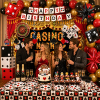 337 pièces de décorations pour soirée casino, thème cartes et dés de Vegas, ensemble complet pour fête : bannière, assiettes, boîtes à dés, support à cupcakes, ballons