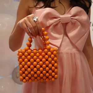 <span class=keywords><strong>Sac</strong></span> à main nouvelle collection pour femmes, sacoche à bandoulière Portable, petit <span class=keywords><strong>sac</strong></span> en bois avec perles, vente en gros, 2020 - Product Image 3