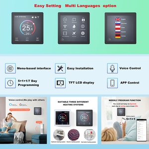 Thermostat de chauffage central pour maison avec écran tactile TFT, programmable hebdomadaire et menu multilingue - Product Image 6