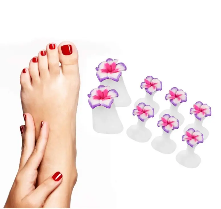 2 tamanho Silicone Separadores Do Dedo Do Pé Dedo Do Pé de Flor Espaçadores para Os Pés Unha Polonês Pedicure