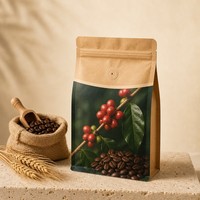 Emballage alimentaire, sachet en papier kraft à fond plat, sachet à fond plat avec fermeture éclair pour sachets de café de 250 g avec valve, sachet pour poudre de sucre