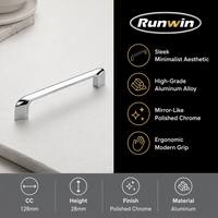 Poignée de meuble OEM moderne et fine en alliage d'aluminium chromé de 128 mm pour tiroir, commode, hôtel, cuisine, chambre à coucher