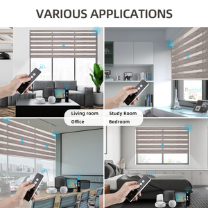 Stores verticales en tissu zébré électriques modernes Fortune avec télécommande intégrée, occultantes, unies, imperméables pour fenêtres françaises, salon - Product Image 2